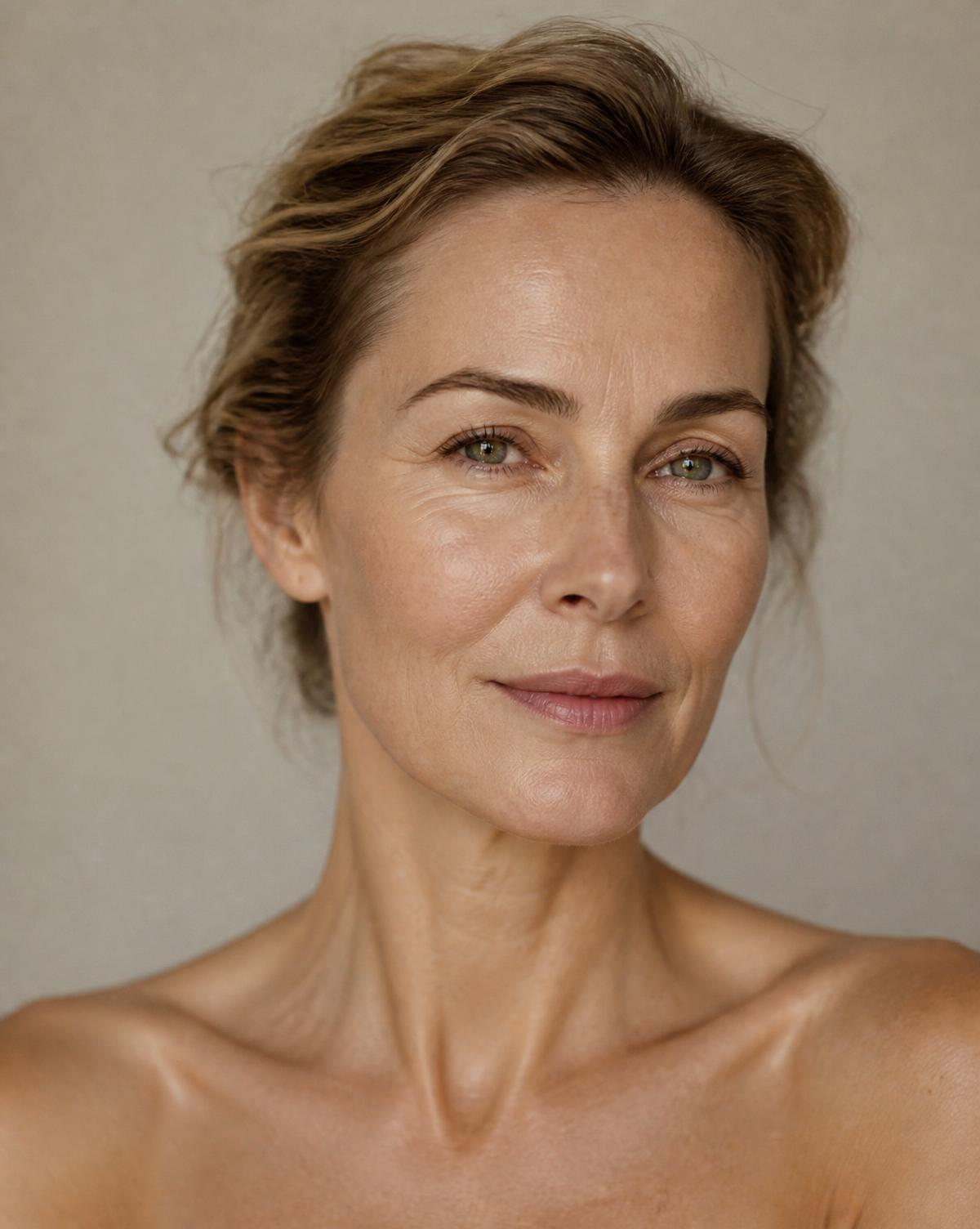 Woman in her fifties with naturally radiant, healthy skin